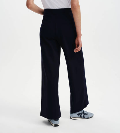Kenzie Navy Wide Leg Full Length Elasticated Waist Trousers