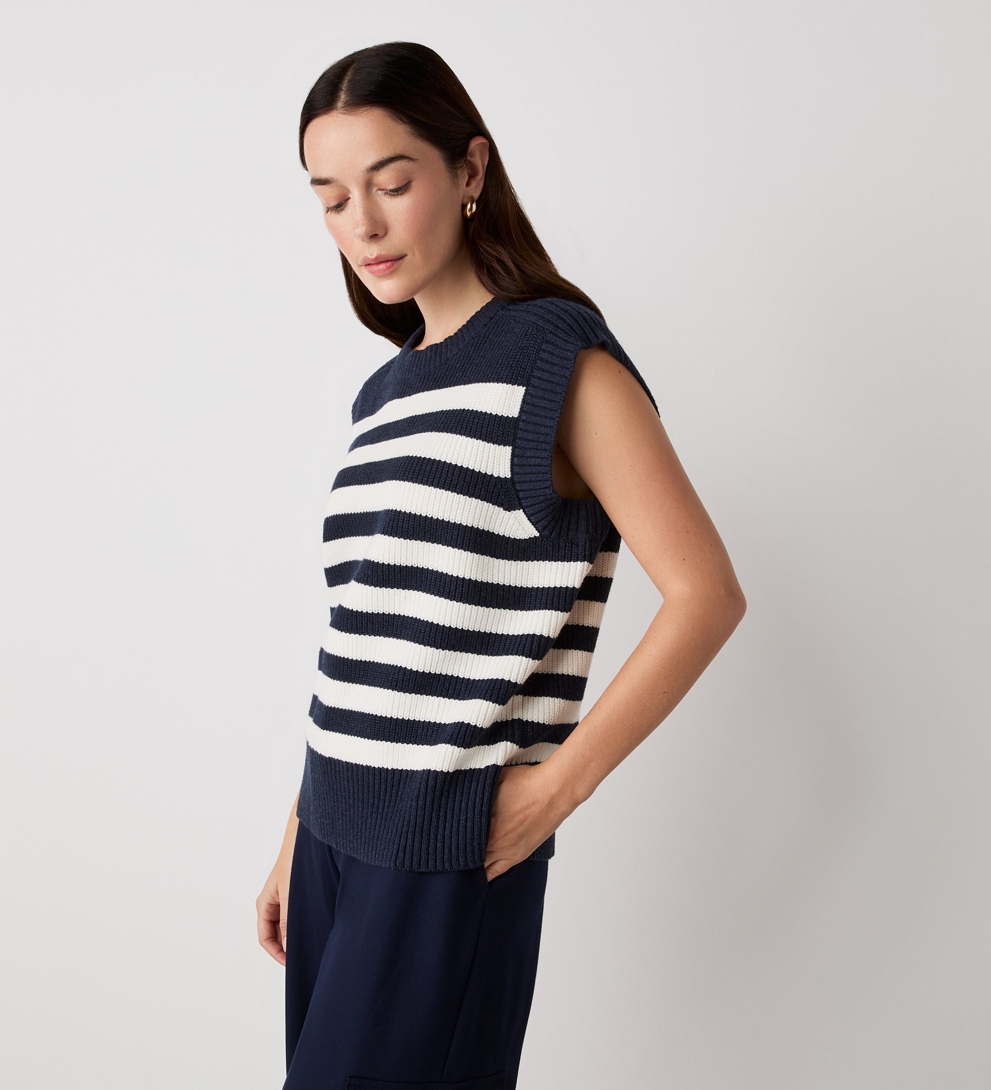 Lexi Ivory Striped Sweater Vest – Finery London