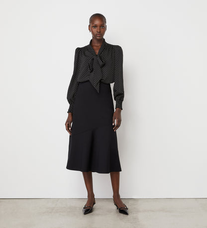 Lindsay Black Polka Dot Pussy Bow Blouse