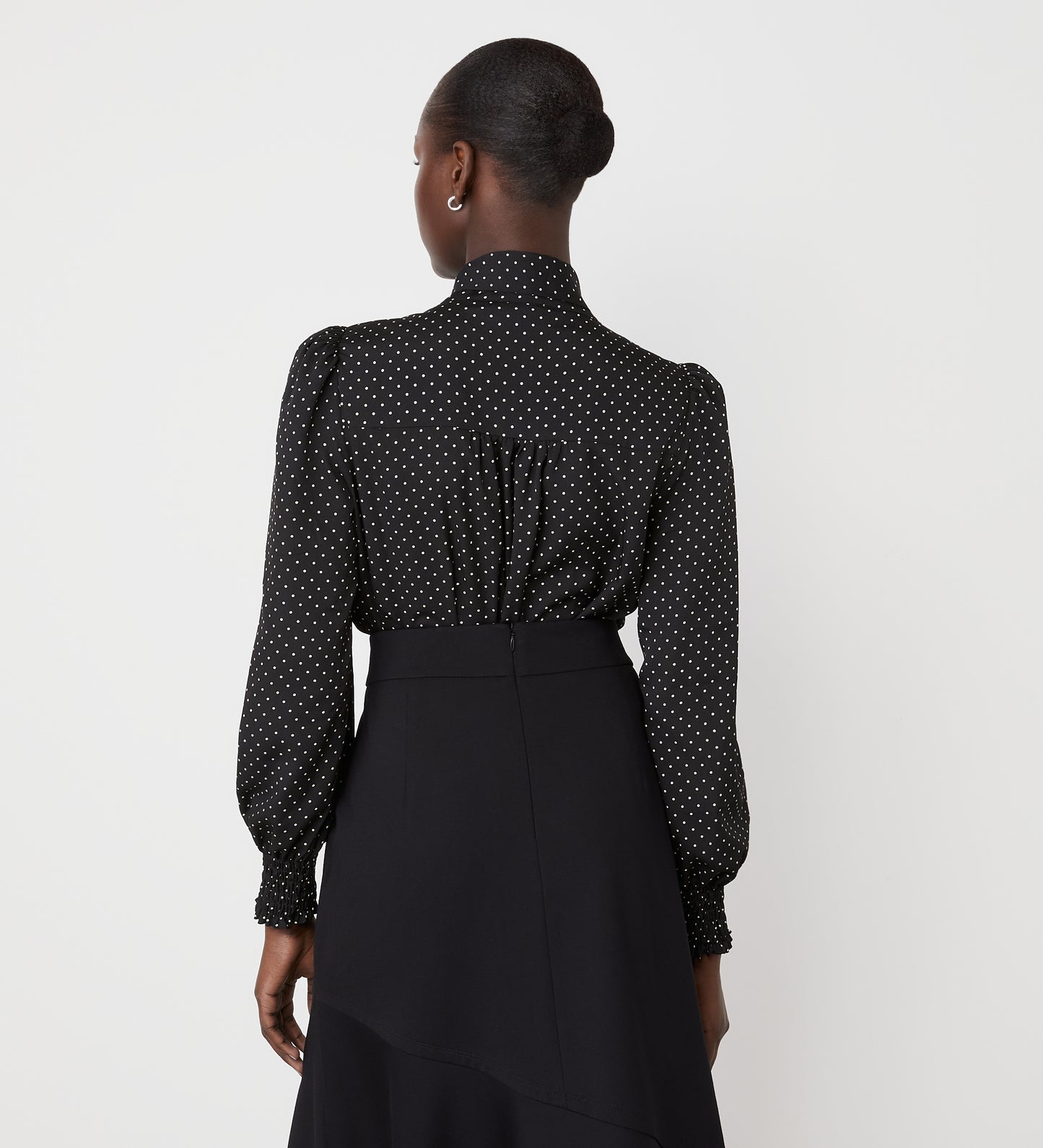 Lindsay Black Polka Dot Pussy Bow Blouse