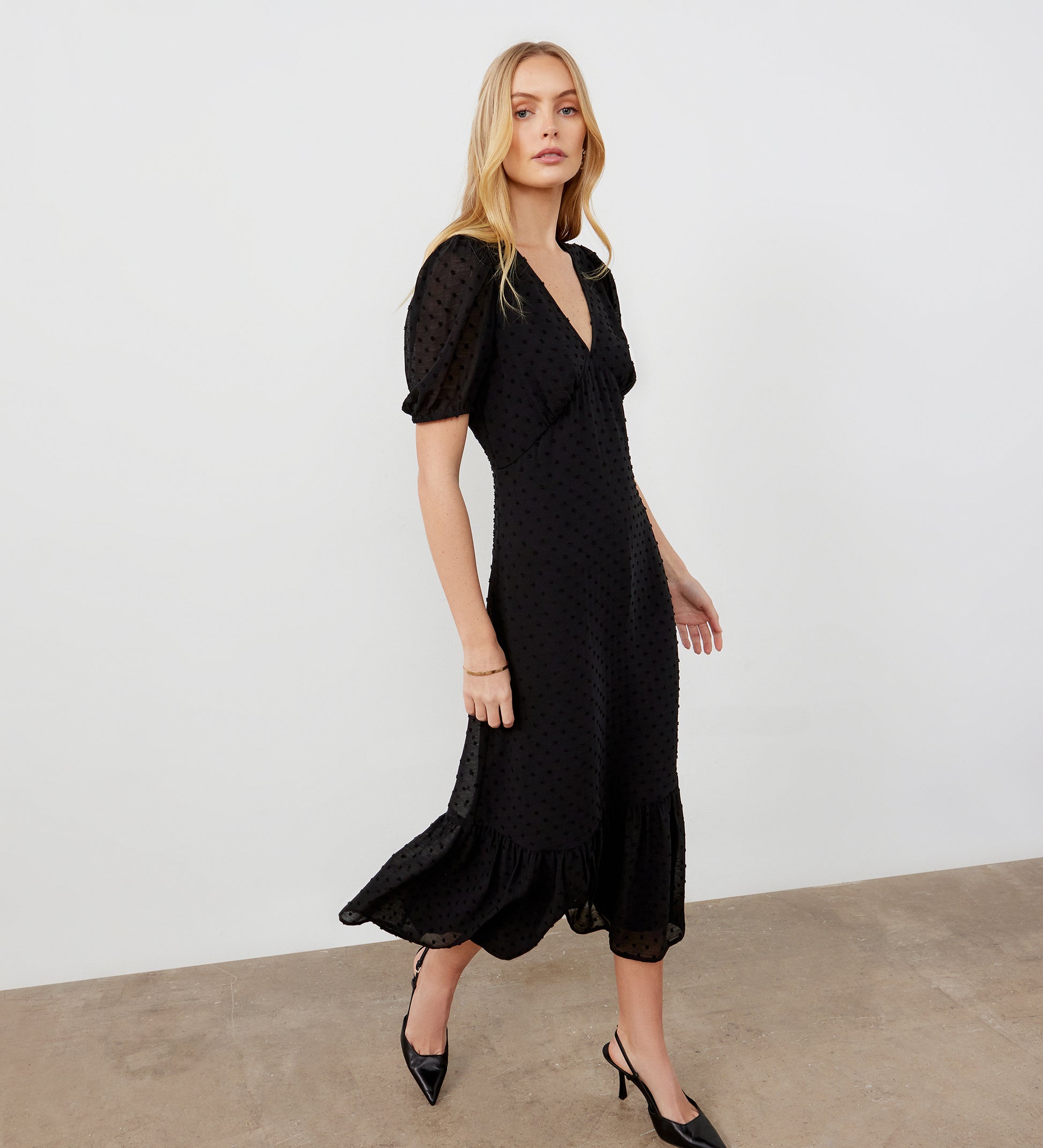 Loretta Black Georgette Midi Dress | Finery London Loretta Black Georgette Midi Dress | Finery London