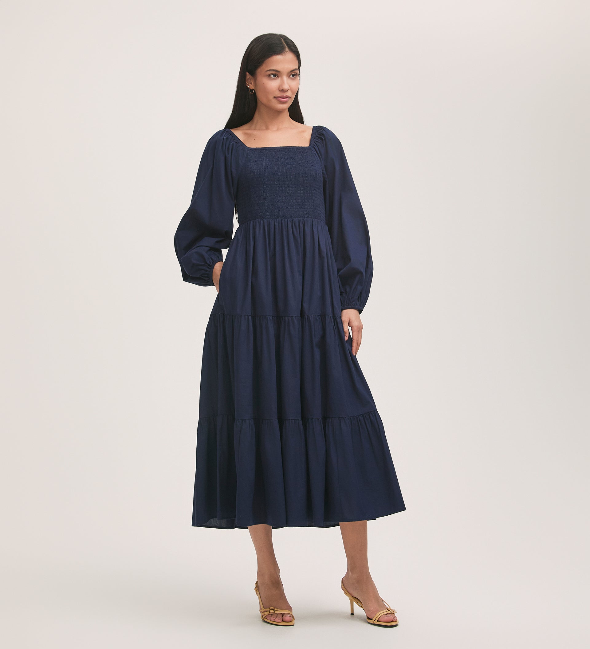 Lauretta Cotton Midi Tiered Dress