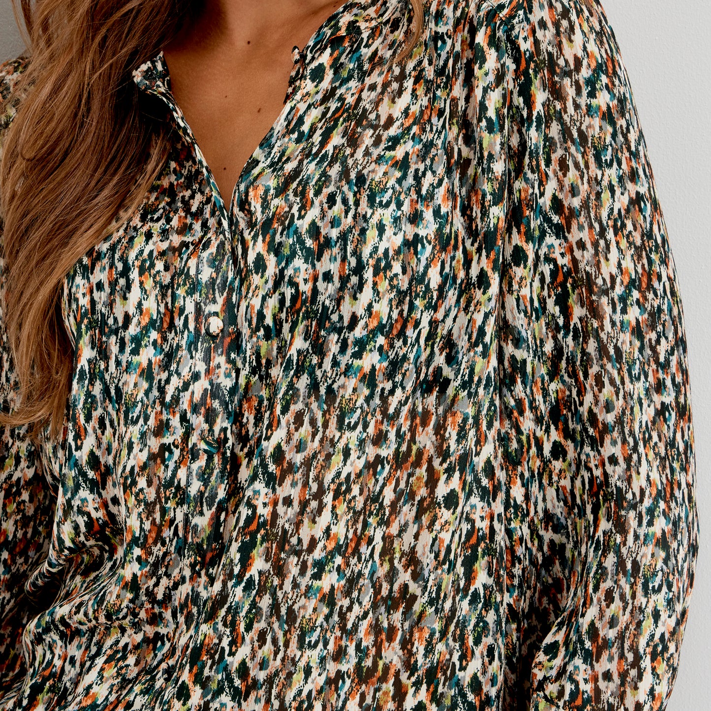 Lia Green Abstract Animal Chiffon Button-Through Blouse