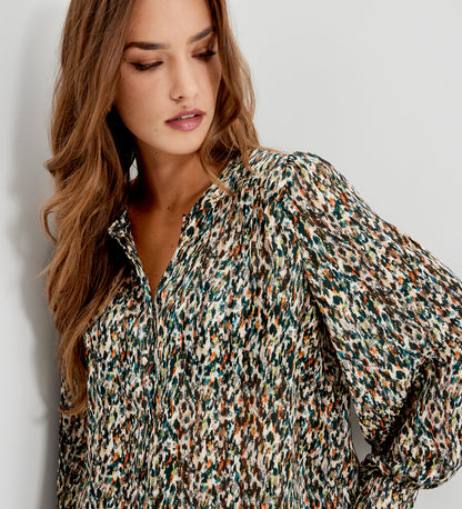 Lia Green Abstract Animal Chiffon Button-Through Blouse