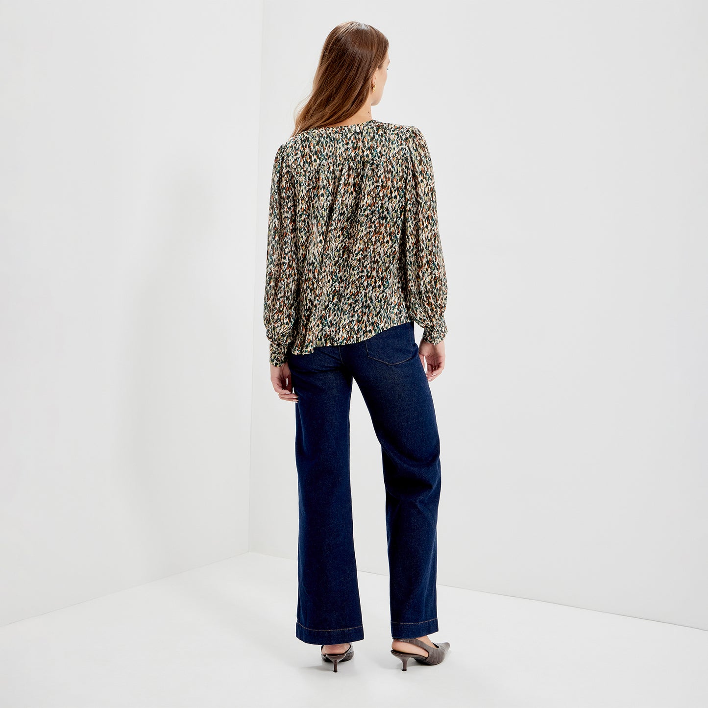 Lia Green Abstract Animal Chiffon Button-Through Blouse