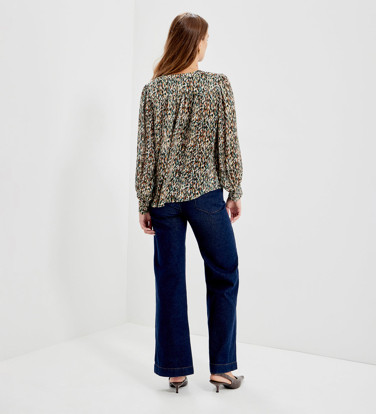 Lia Green Abstract Animal Chiffon Button-Through Blouse
