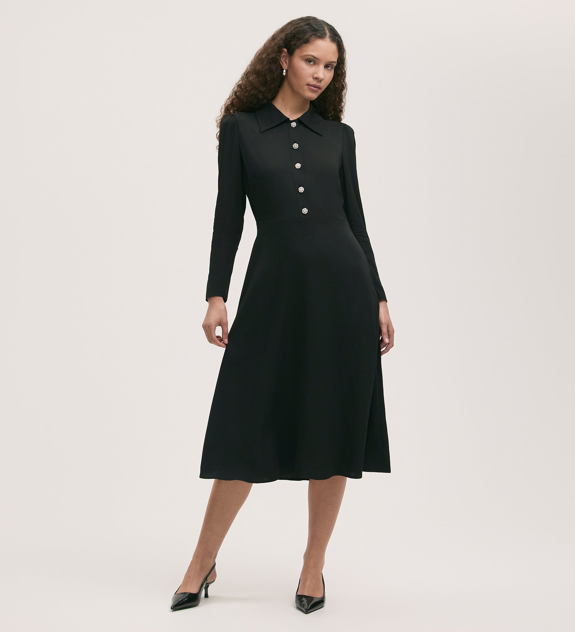 Lucia Black Crepe Midi Dress Finery London Lucia Black Crepe Midi Dress Finery London