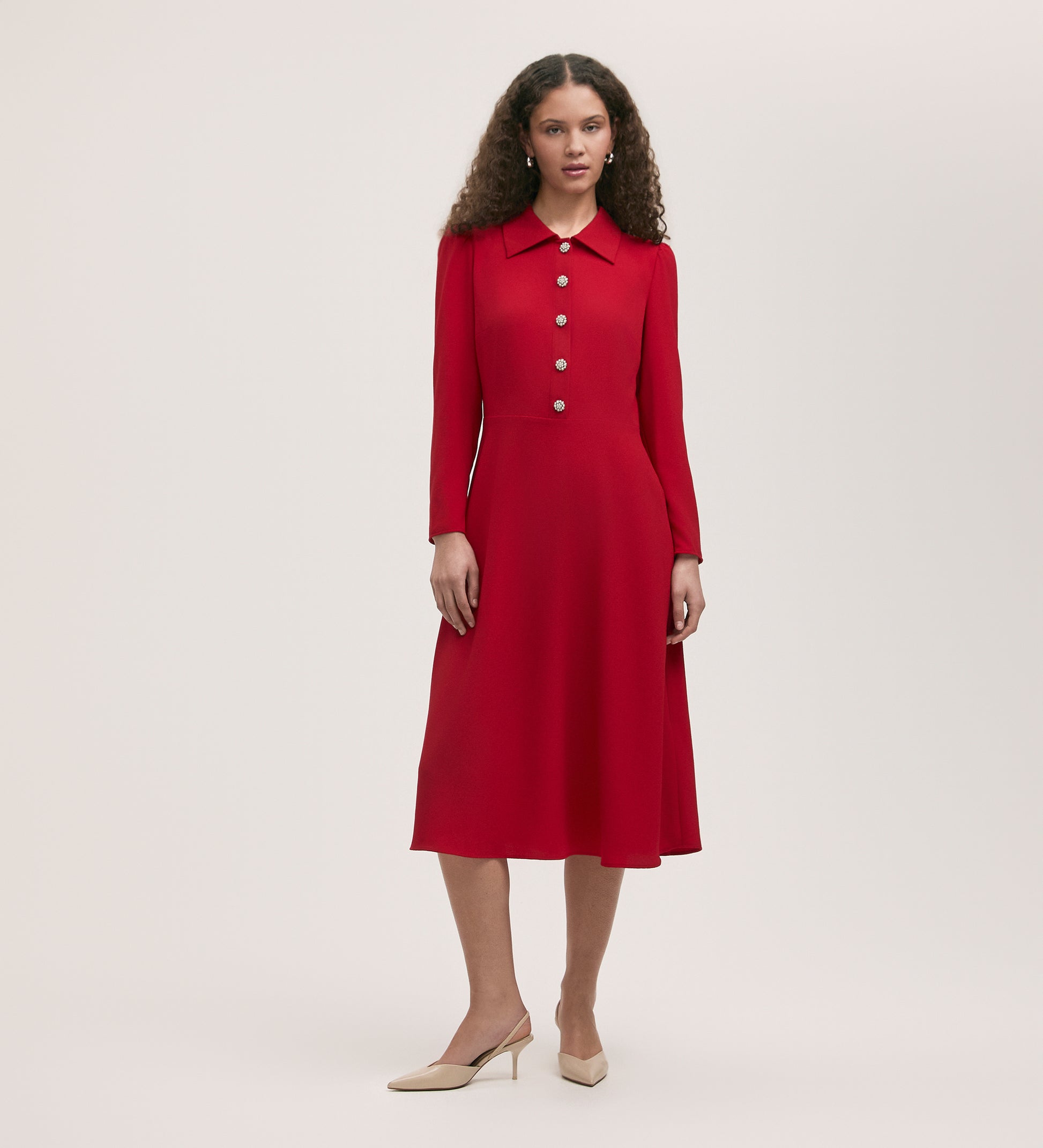 Lucia Red Crepe Midi Dress Finery London Lucia Red Crepe Midi Dress Finery London