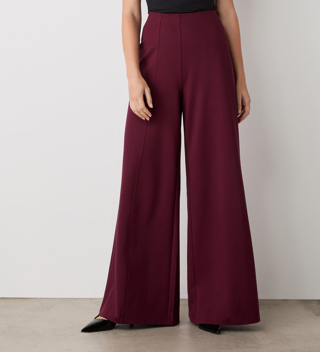 Carina | Burgundy Flared-Leg Tailored Trousers