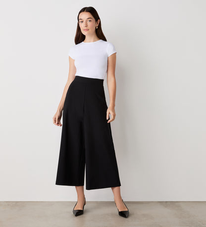 Miribel Black Cropped Ponte Jersey Trousers
