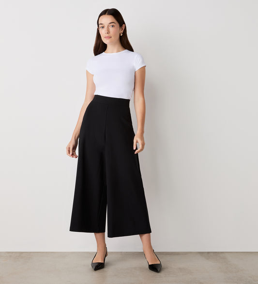 Miribel Black Cropped Ponte Jersey Trousers