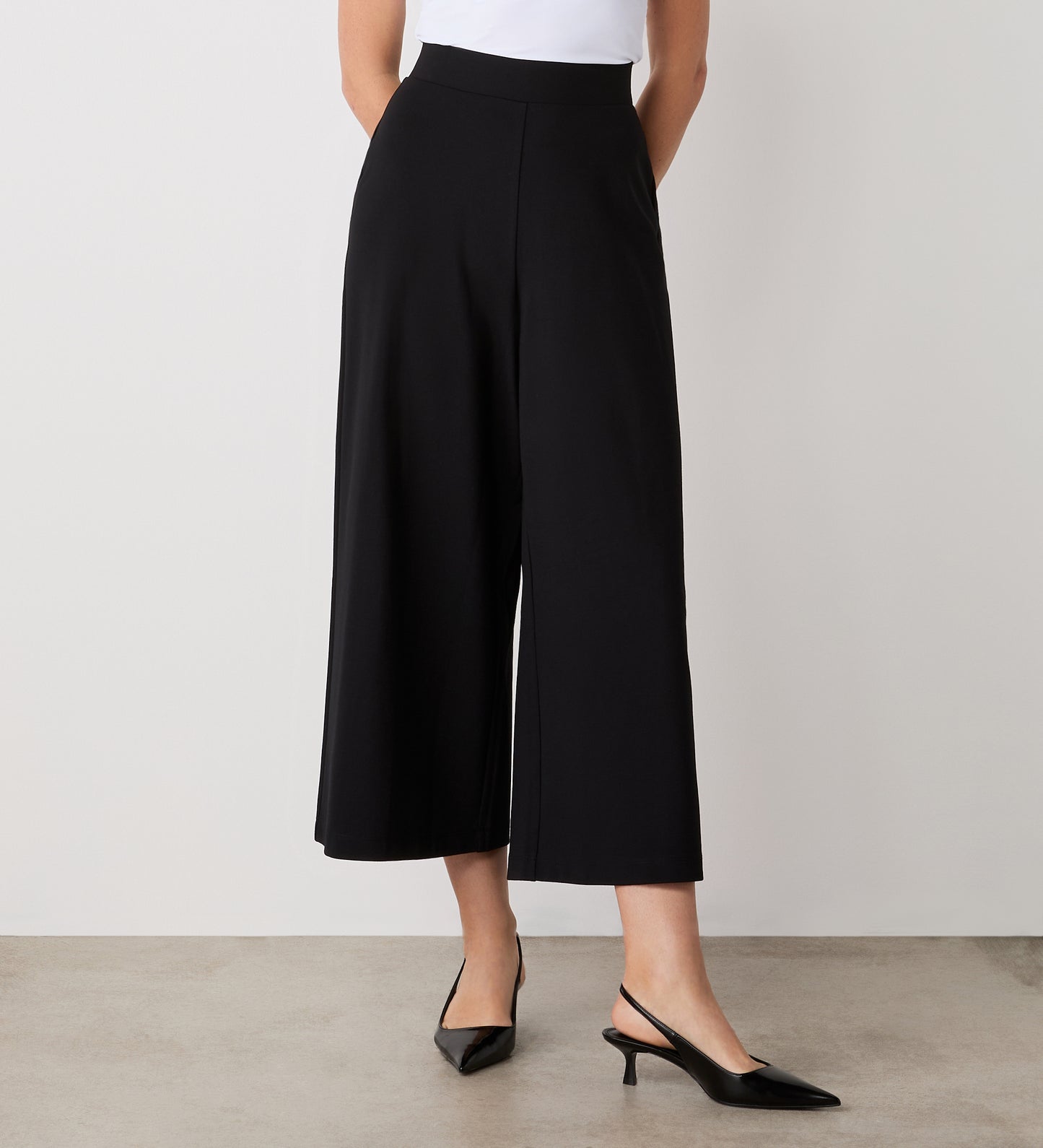 Miribel Black Cropped Ponte Jersey Trousers