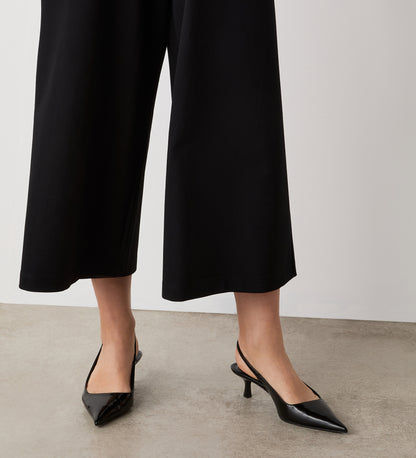 Miribel Black Cropped Ponte Jersey Trousers
