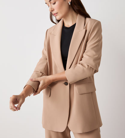 Myla Camel Longline Blazer – Finery London - Main Image