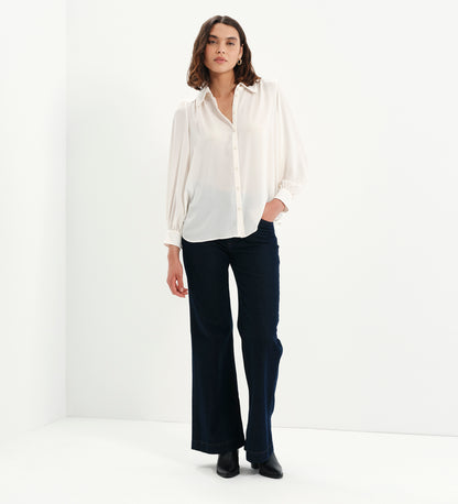 Melina Ivory Button Through Lightweight Yoke Blouse