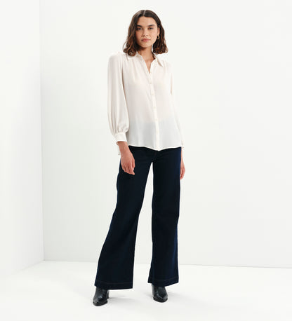 Melina Ivory Button Through Lightweight Yoke Blouse