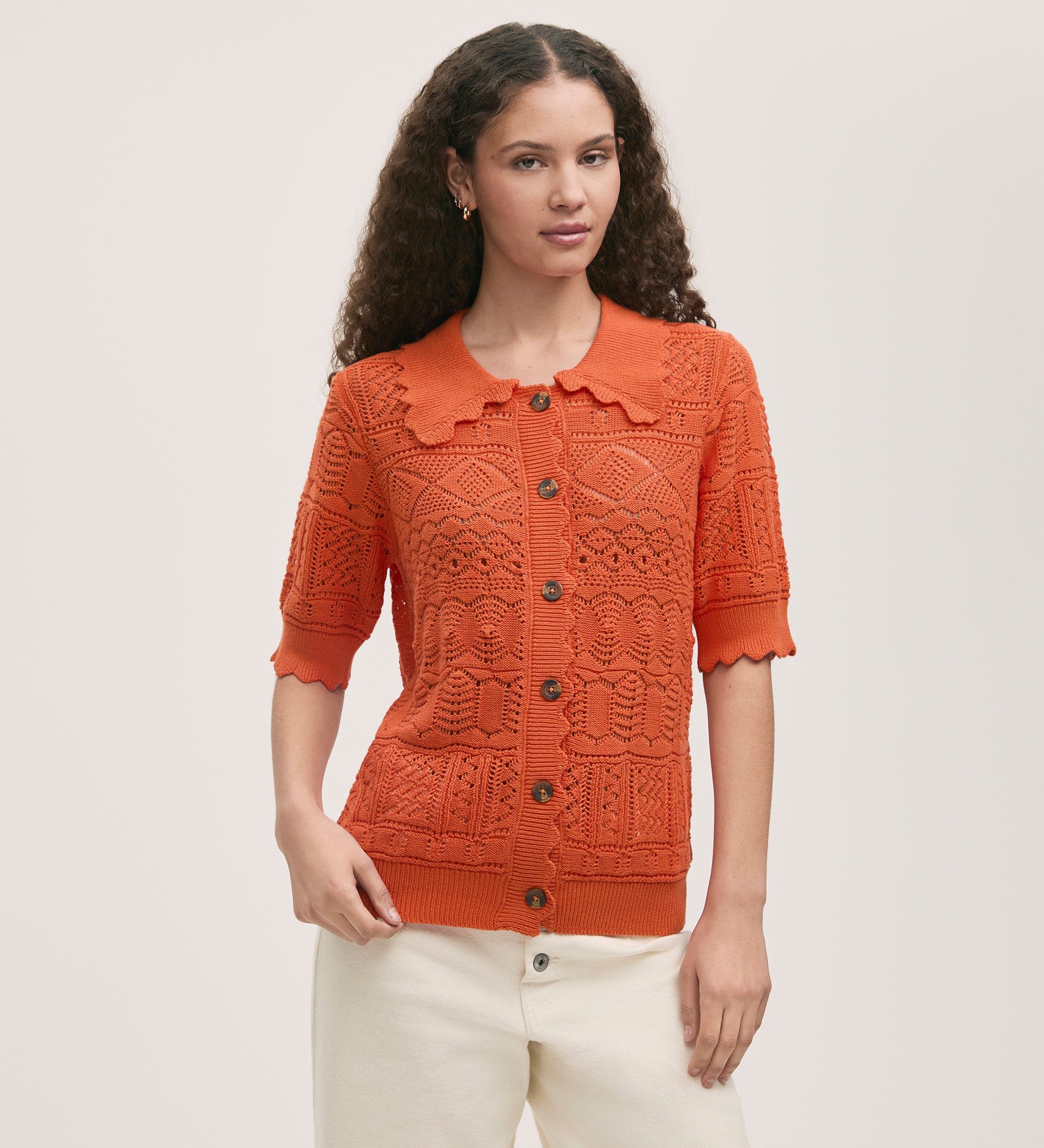 Marlowe Orange Crochet Cardigan – Finery London