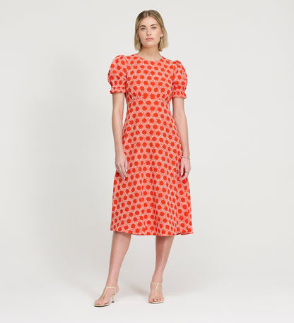 Mela Red Polka Dot Midi Tea Dress