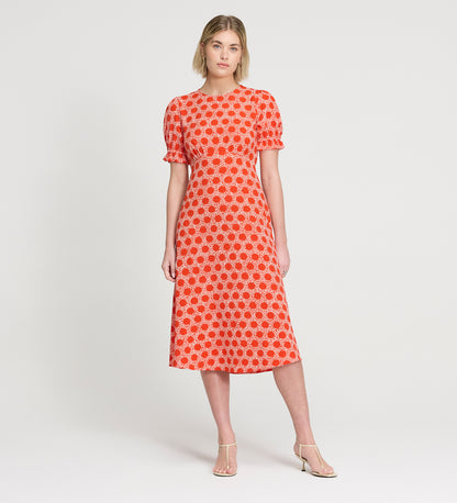 Mela Red Polka Dot Midi Tea Dress
