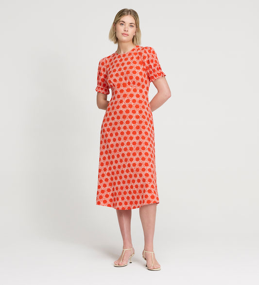 Mela Red Polka Dot Midi Tea Dress