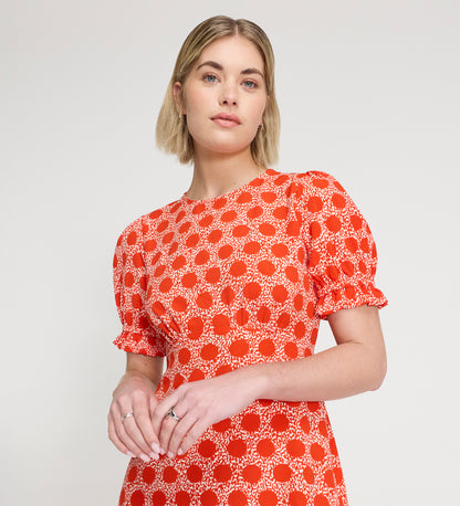 Mela Red Polka Dot Midi Tea Dress