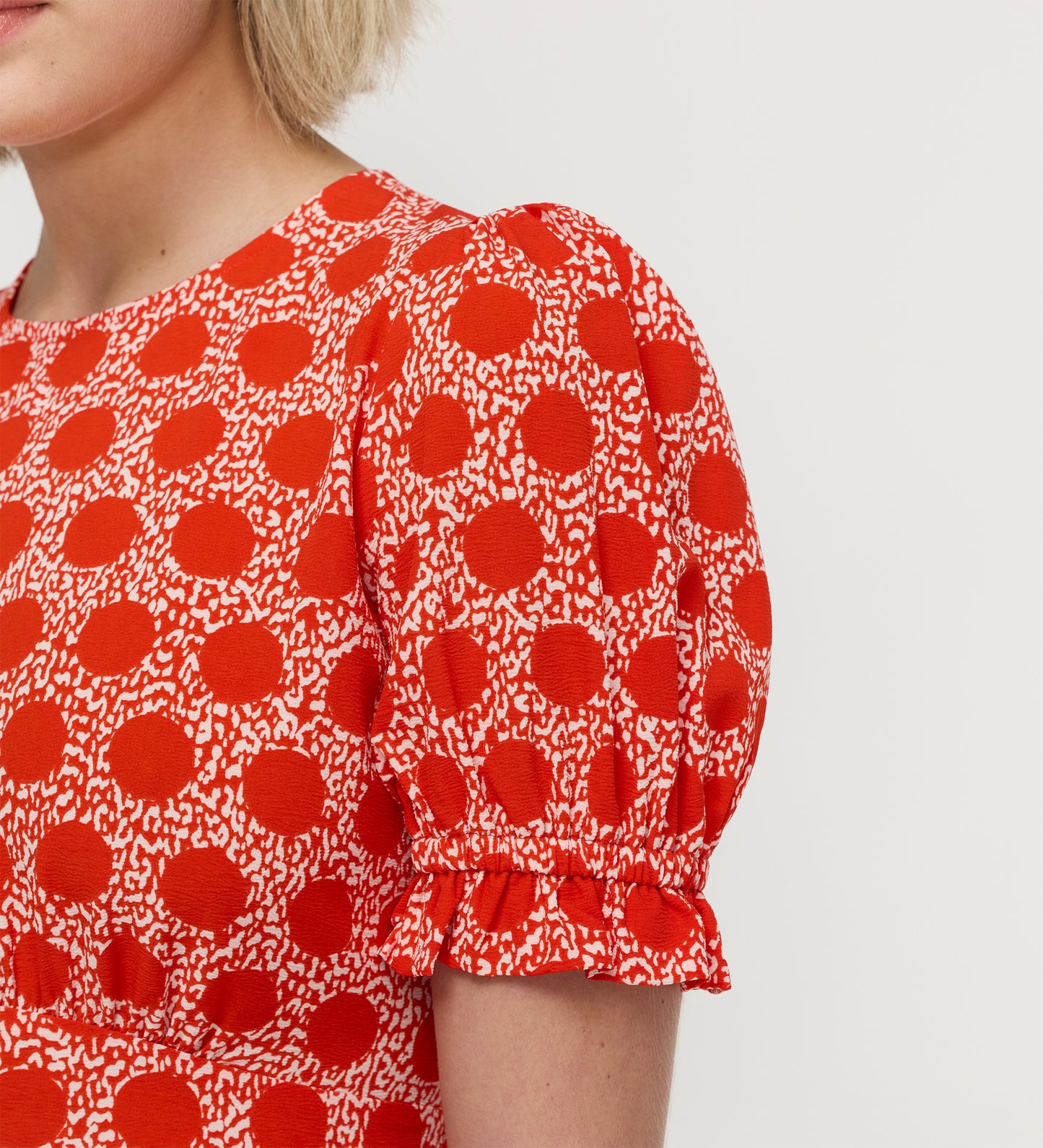 Mela Red Polka Dot Midi Tea Dress