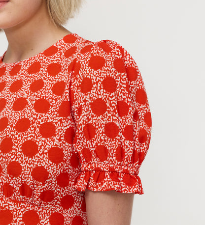 Mela Red Polka Dot Midi Tea Dress