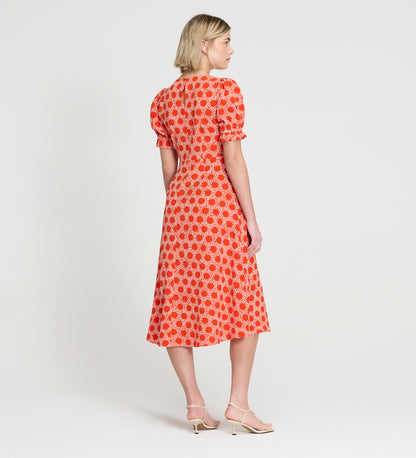 Mela Red Polka Dot Midi Tea Dress