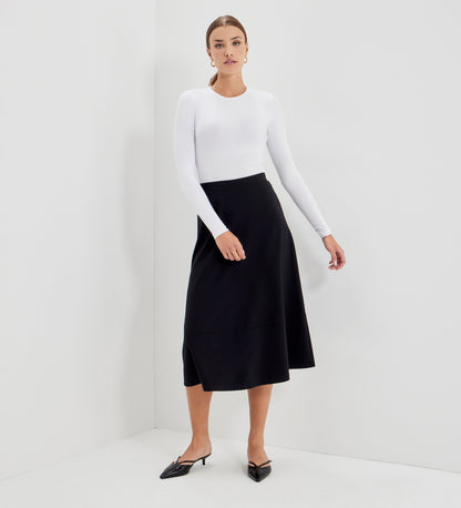 Mikia Black Ponte Jersey Midi Skirt