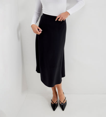 Mikia Black Ponte Jersey Midi Skirt
