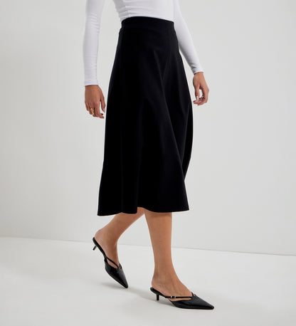 Mikia Black Ponte Jersey Midi Skirt