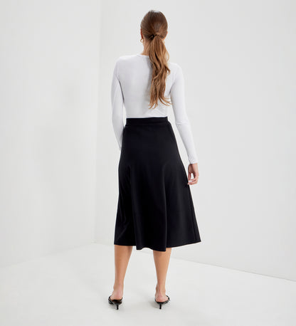 Mikia Black Ponte Jersey Midi Skirt