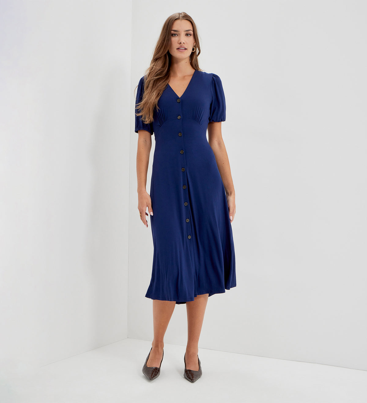 Milena Navy Jersey Midi Dress