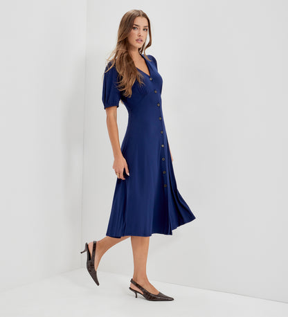 Milena Navy Jersey Midi Dress