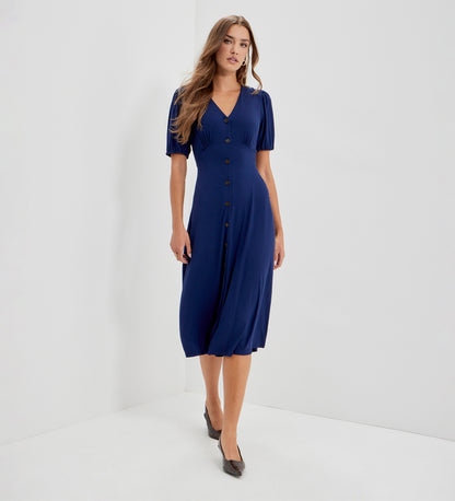 Milena Navy Jersey Midi Dress