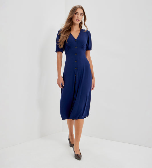 Milena Navy Jersey Midi Dress