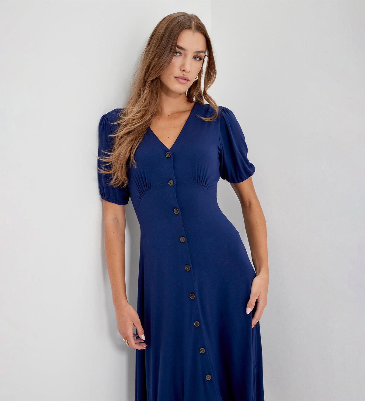 Milena Navy Jersey Midi Dress