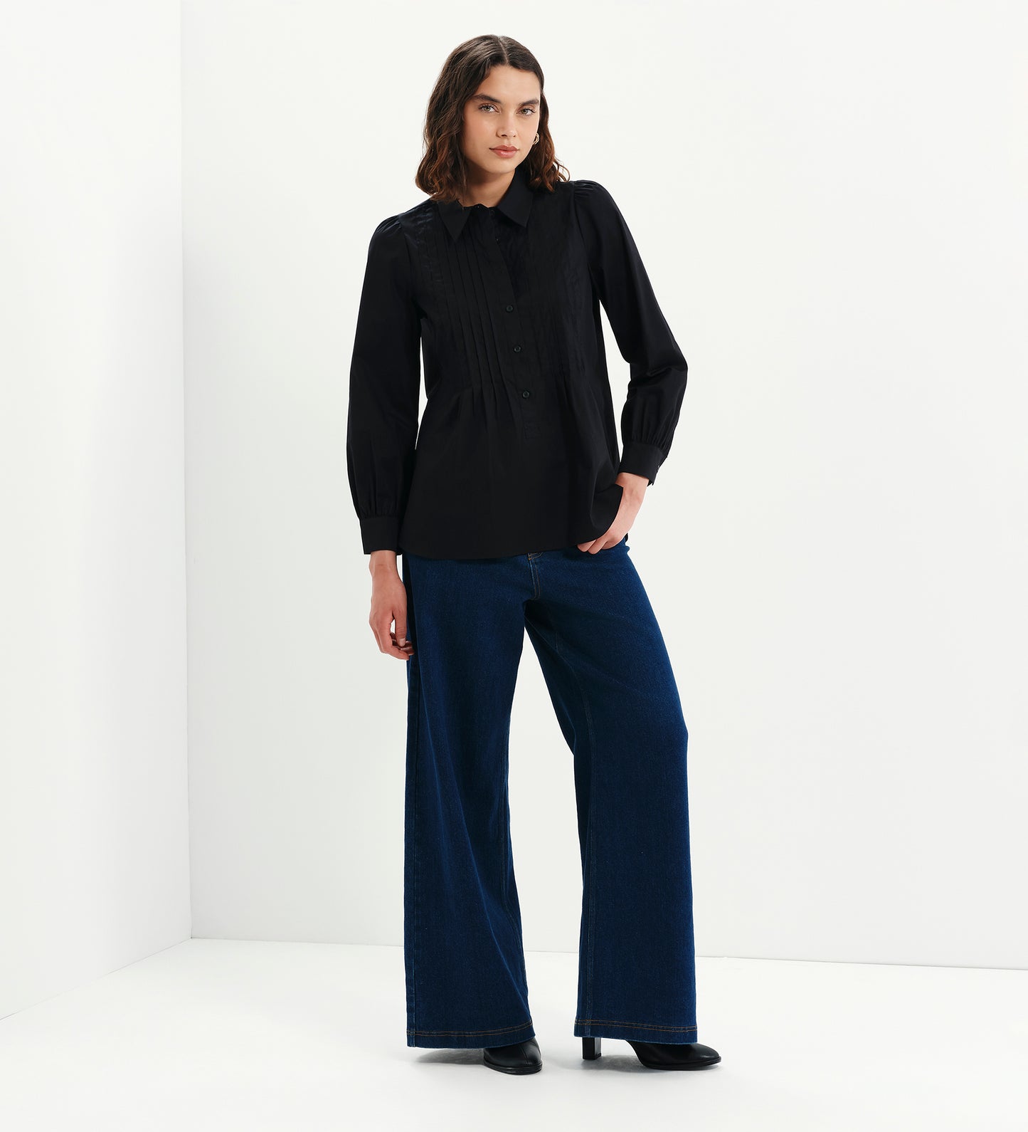 Mimi Black Cotton Rich Shirt