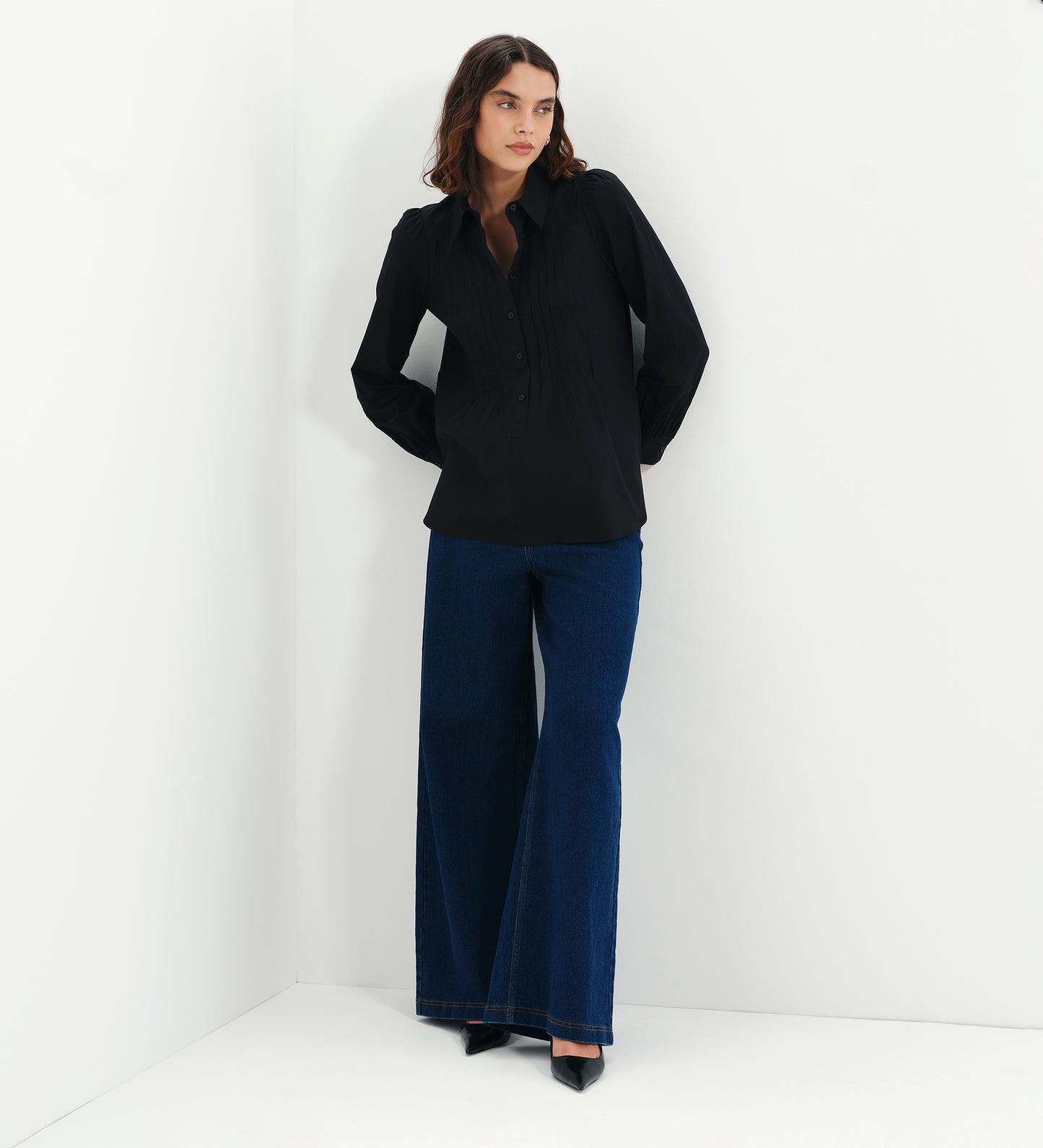 Mimi Black Cotton Rich Shirt