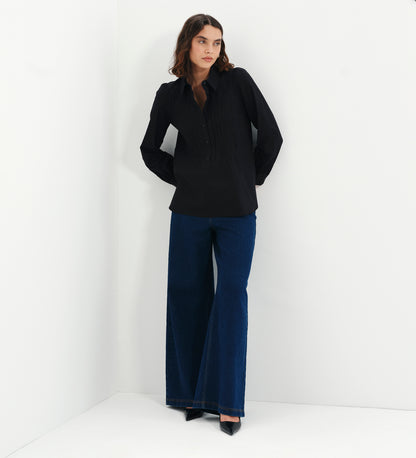Mimi Black Cotton Rich Shirt