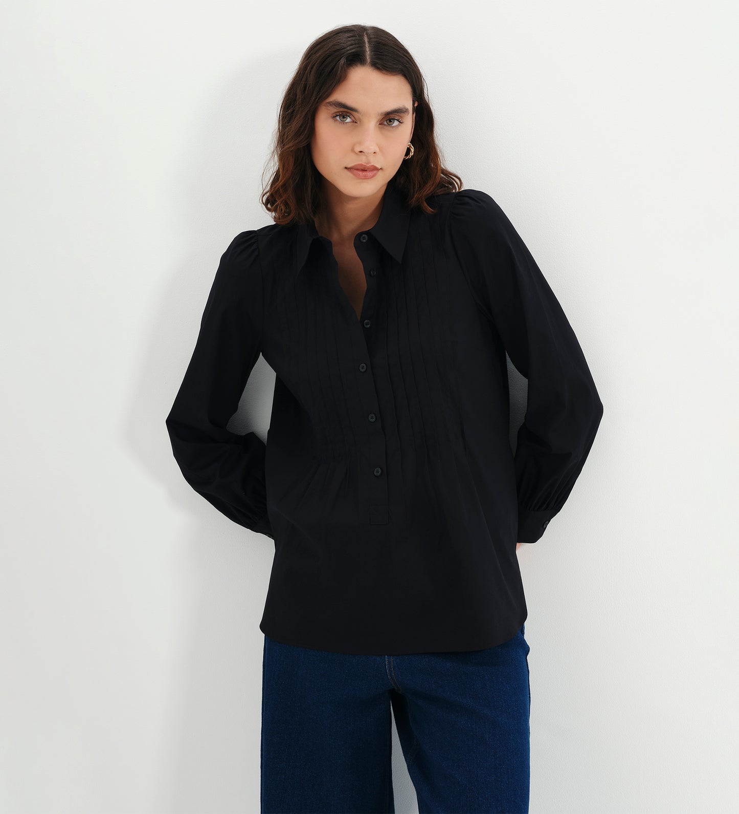 Mimi Black Cotton Rich Shirt