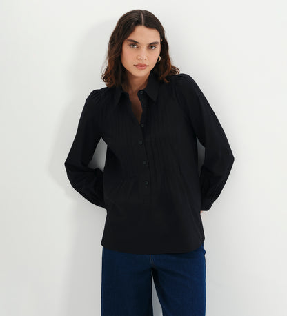 Mimi Black Cotton Rich Shirt