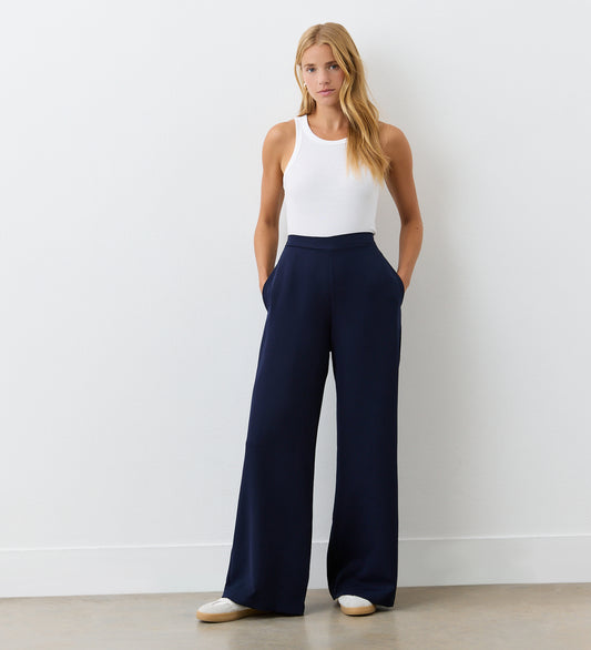 Nat Navy Palazzo Wide Leg Trousers