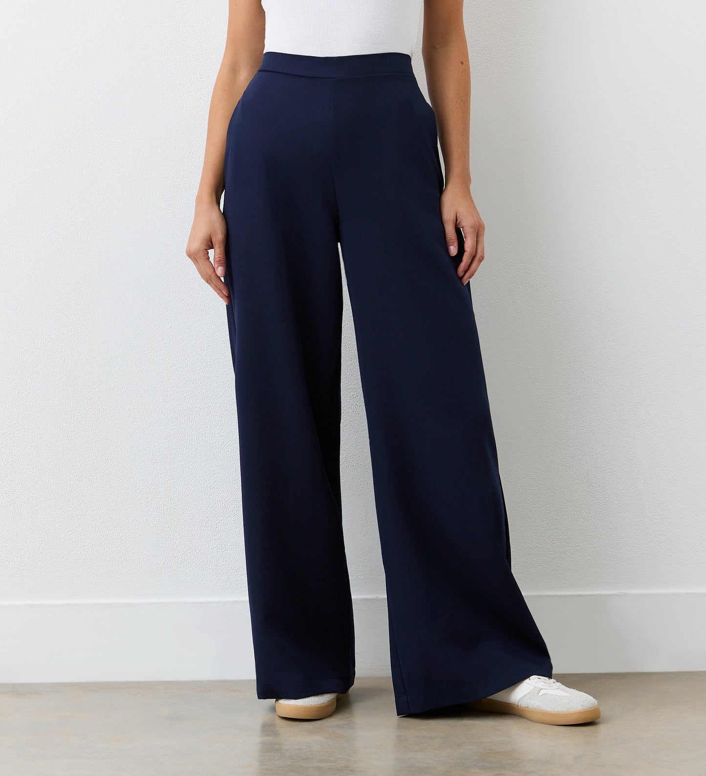 Nat Navy Palazzo Wide Leg Trousers