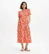 Nieve Red Floral Empire Waist V-Neck Midi Dress
