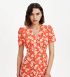Nieve Red Floral Empire Waist V-Neck Midi Dress