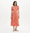 Nieve Red Floral Empire Waist V-Neck Midi Dress