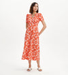 Nieve Red Floral Empire Waist V-Neck Midi Dress