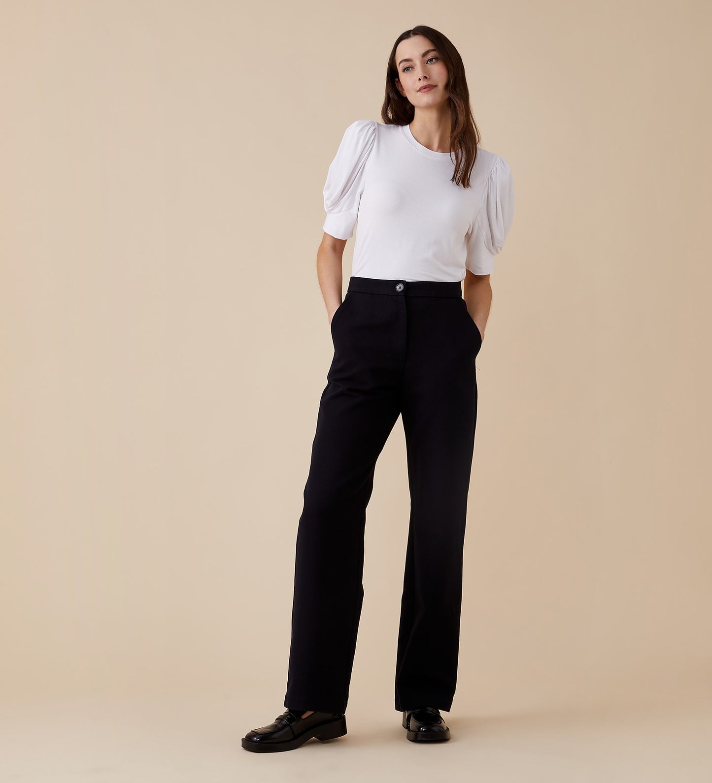 Maddie Black Cotton Rich Trousers