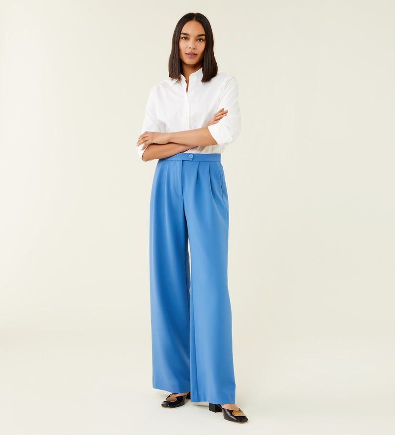 Jeanne Cornflower Wide Leg Trousers
